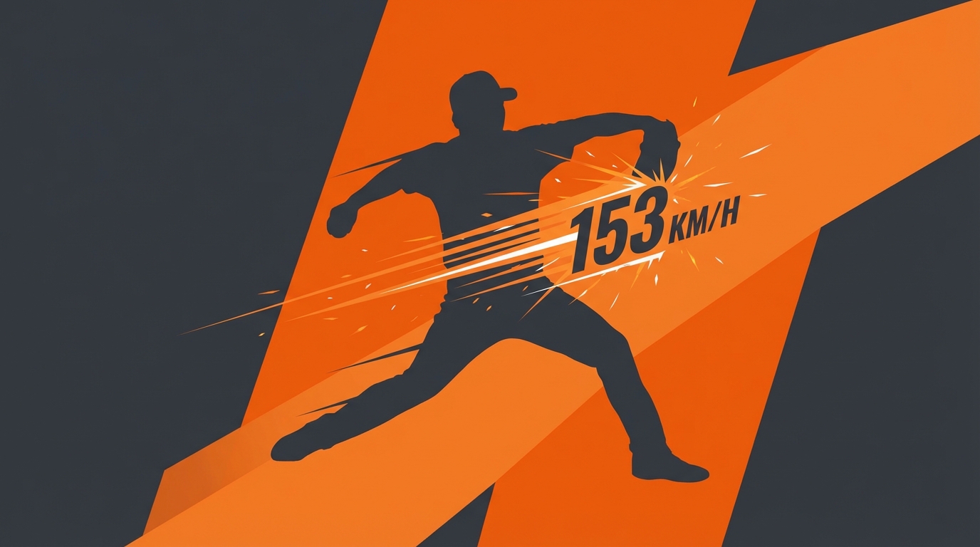 한화 이글스를 상징하는 주황색과 회색 배경에서 역동적인 투구 폼을 취하고 있는 투수 양수호의 실루엣 일러스트